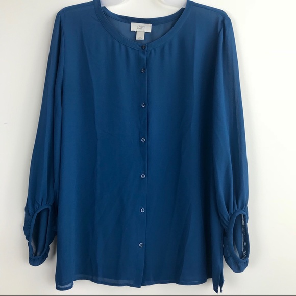 Ann Taylor Factory Tops - Ann Taylor Loft Factory Sheer Button-up Blouse